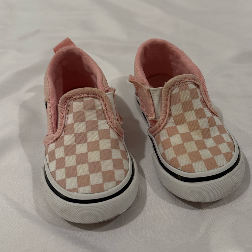 Toddler Pink Checkered Slip-On Vans